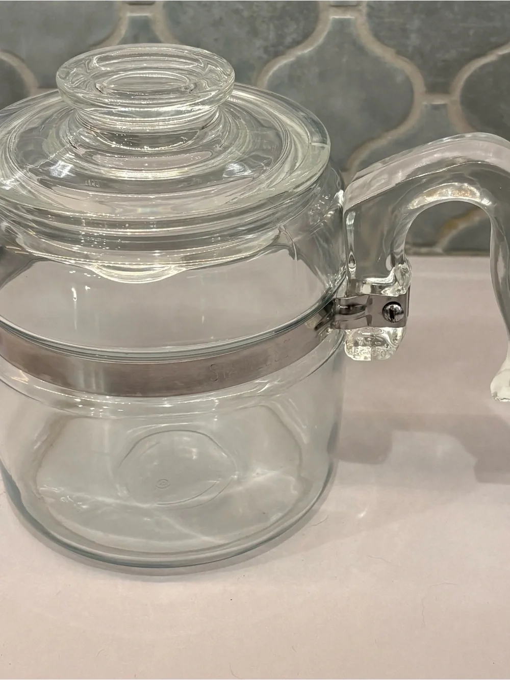 Vintage Pyrex 4-Cup Glass Coffee Carafe Replacement Stainless Band 7754